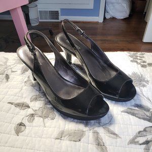 Nine West Black Patent Leather Platform Heels Size 8.5